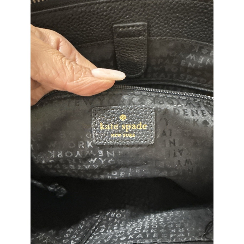 Kate Spade Mulberry Street Leighann Satchel Handbag Black Pebbled Leather - Picture 11 of 12